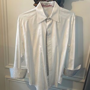 Robert Graham Men’s White Patterned Long Sleeve Button Down Shirt Size XL
